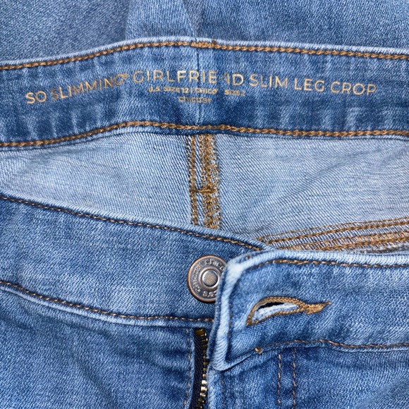 Chico’s Girlfriend Frayed Cropped Jeans Frayed Ankle Length Pashmina Indigo - Picture 7 of 8